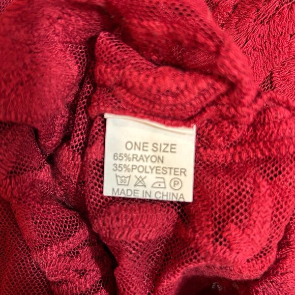 Red Lace Gothic Romantic Sheer Lace Maxi pullover Cover Up One Size - Picture 5 of 11